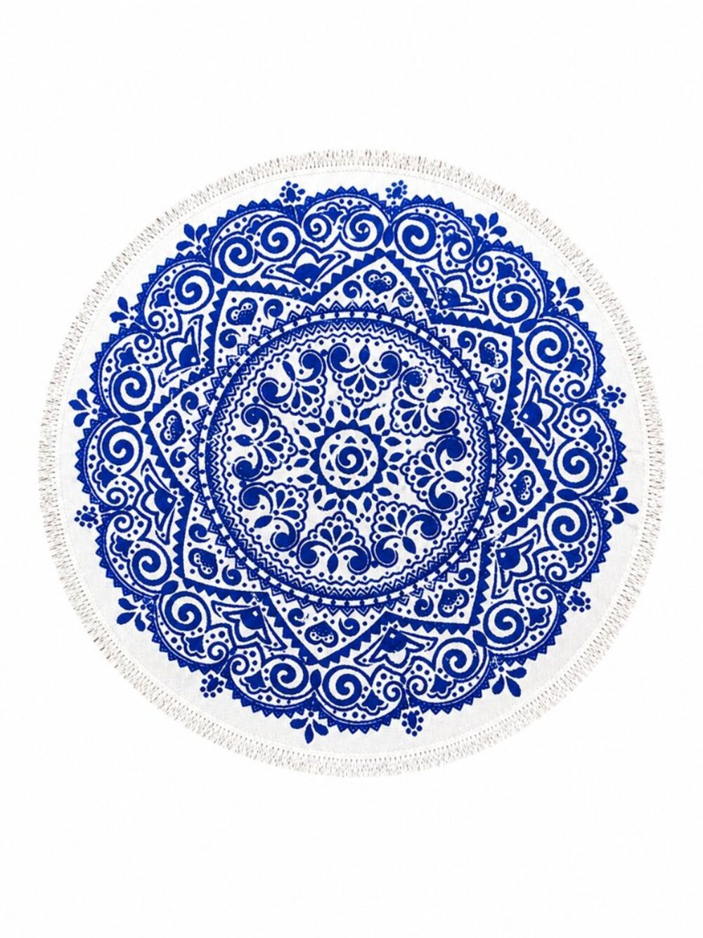 Blue & White Mosaic Round Rug